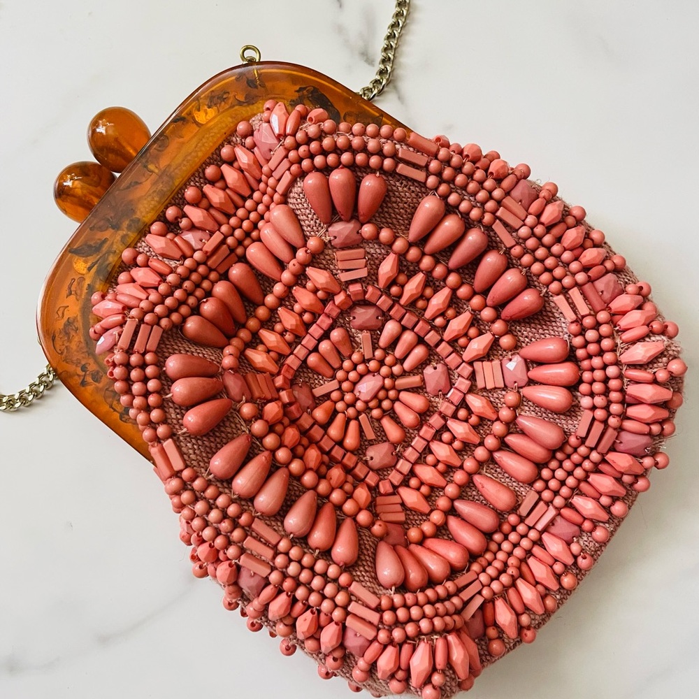 Zara Coral Beaded Purse…This purse is NEW never used.